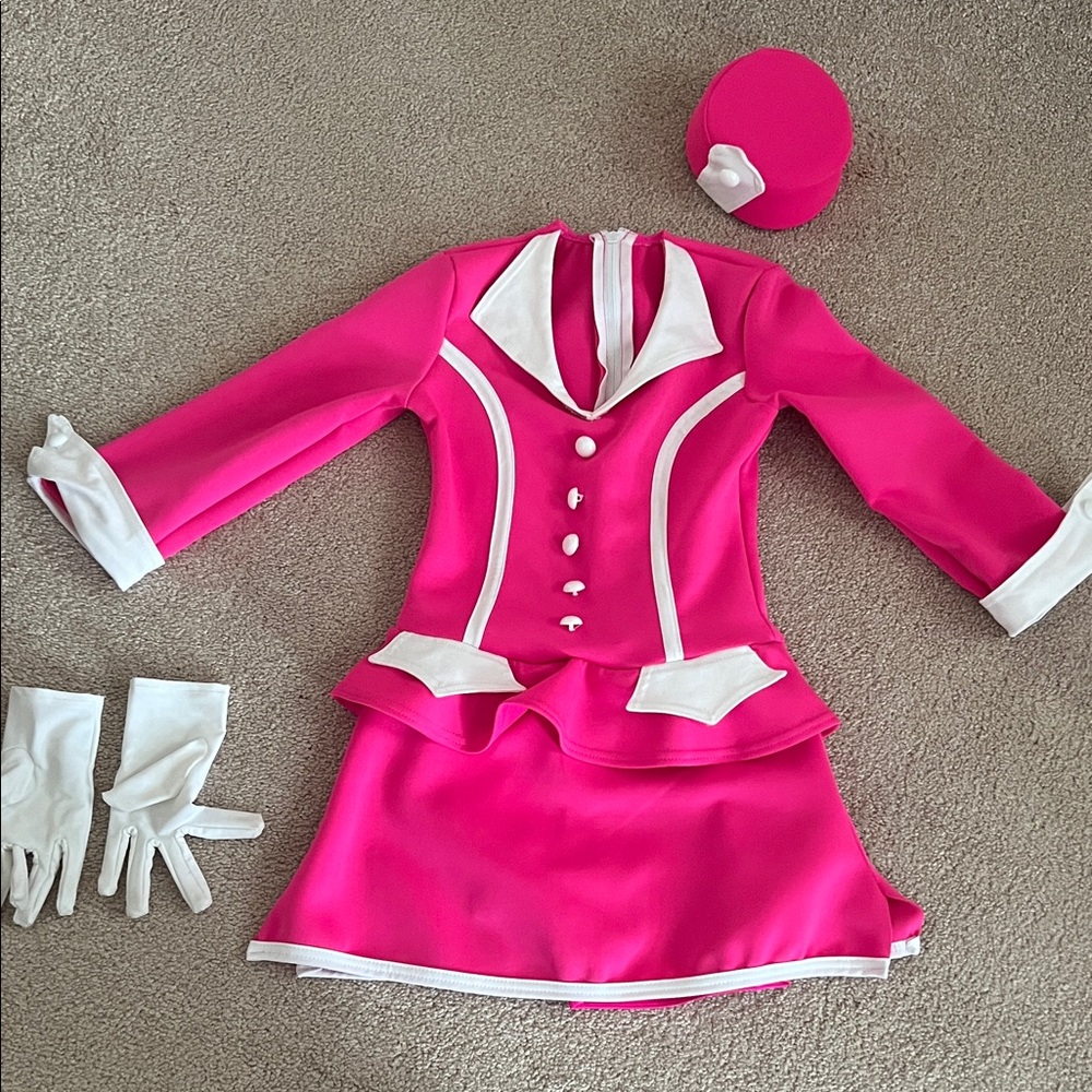Weissman Pink & White Girls Costume - Flight Attendant - size MC approx 8-10